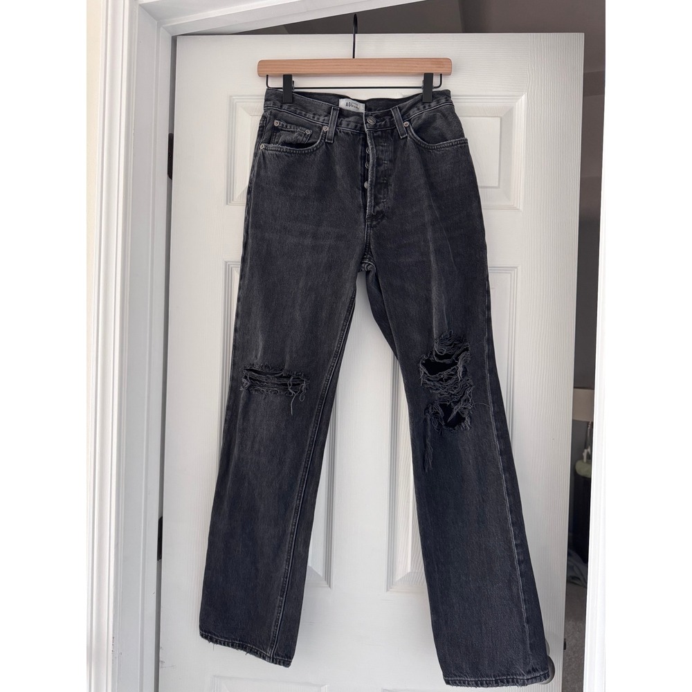 Agolde Distressed Black Straight Leg‎ Jeans